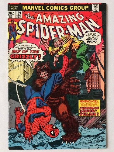 Amazing Spiderman #139 Marvel Comics 1974 Grizzly Stan Lee