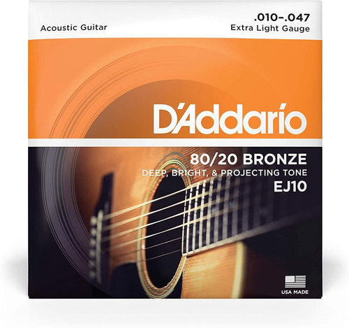 Cuerdas D'addario 80/20 Bronze Ej10 Guitarra Acústica 10-47