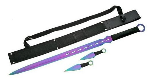 Szco Supplies Espada Ninja Arco Iris Con 2 Cuchillos De Lanz