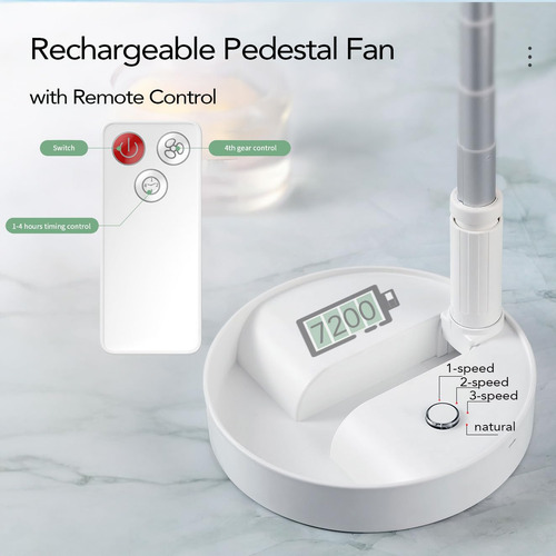 Pedestal Plegable Para Ventilador Ajustable Recargable Contr