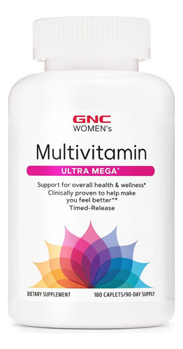 Suplemento Gnc Womens Ultra Mega Vitamina C 180 Comprimidos Sem Sabor
