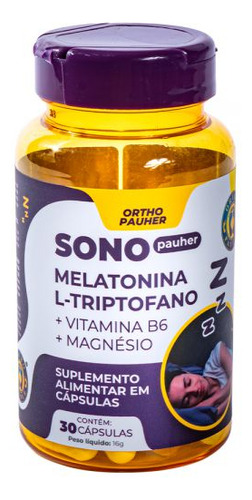 Suplemento Sono Pauher Melatonina + L-triptofano 30 Cápsulas Sem Sabor