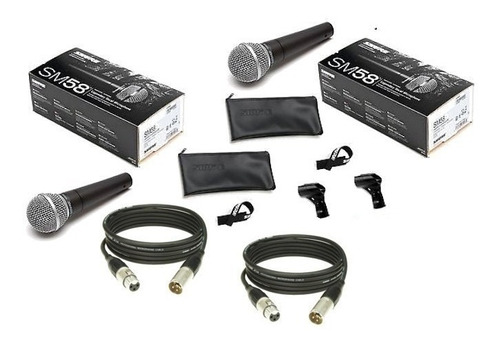 Combo Pack 2 Microfono Shure Sm58 Dinamico Con Cables