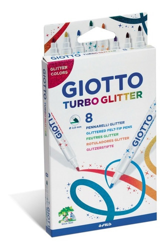 Fibras Marcadores Giotto  Turbo Glitter X 8 U Lavable