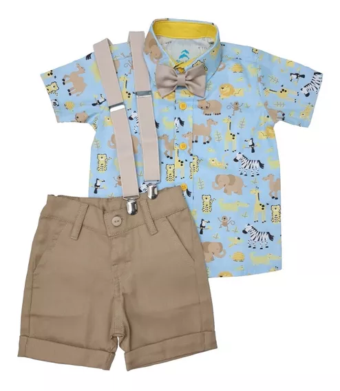 Roupa Festa Arca De Noé Conjunto Infantil Bebê Menino 1 À 3