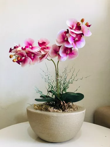 Arranjo De Orquídeas Grande Em Silicone Centro De Mesa