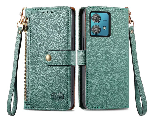 Funda Tipo Cartera De Piel Ranurada Con Cremallera Love Hear