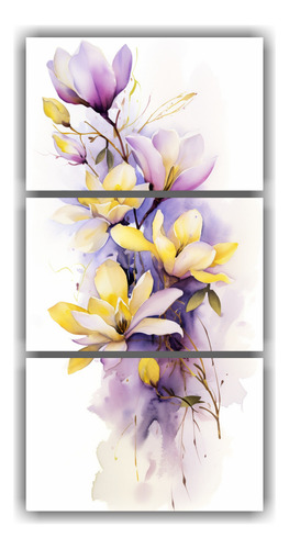 90x180cm Cuadro Abstracto Magnolias Amarillo Y Morado Flores