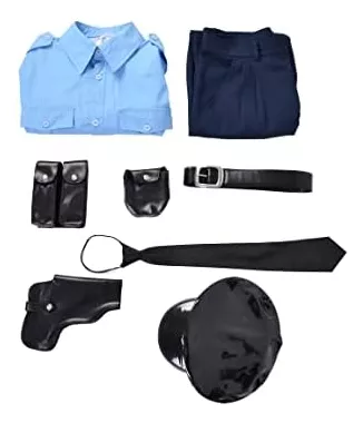 Comprar Traje de uniforme de oficial de policía para mujer, disfraz de  Halloween, cosplay con cinturón, bolso, sombrero y puños