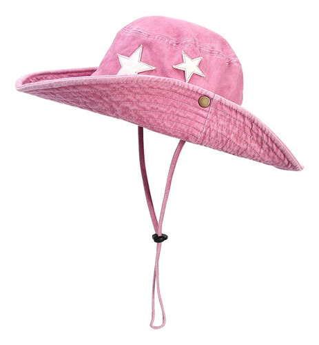 Y2k Punk Bucket Sombreros Mujer Algodón Rosa Estrella Retro