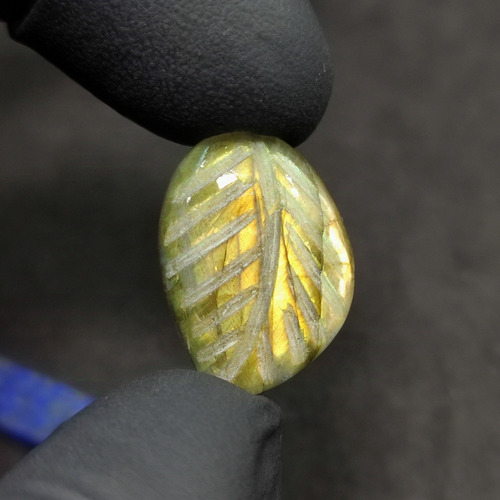 Lapislazuli Rectangular - Labradorita Dorada Tallado Hoja