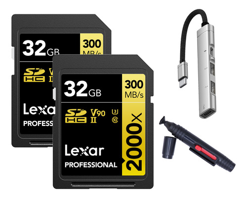 Tarjeta De Memoria Lexar 2000x V90, U3, 300mb/s 32gb 2piezas