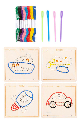 Juego De Mesa Bordado Con Cordones De Madera, Vehículos