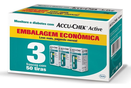 150 Tiras Accu-chek Active Controle De Glicemia 3x50 Tiras