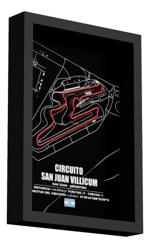 Cuadros Tc Turismo Carretera Circuitos Con Relieve 31x22,5cm Circuito San Juan Villicum Negro