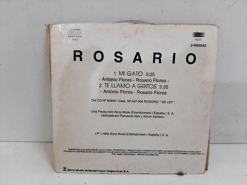 Cd Single De Rosario 2 Temas Mi Gato Y Te Llamo A Gritos (Usado)