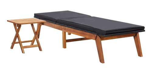 Camastro Con Mesa Polirratán Y Madera Maciza De Acacia
