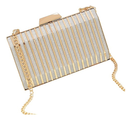 Cartera De Mano Plateada Para Mujer Mod7 Elegante  - Noche 