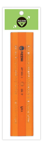 Regla Normógrafo Técnico 2 Mm Pizzini Color Naranja