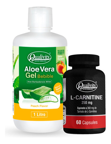 Carnitina 250 Mg X 60 + Aloe Vera Bebible Sabores Qualivits Sabor Durazno