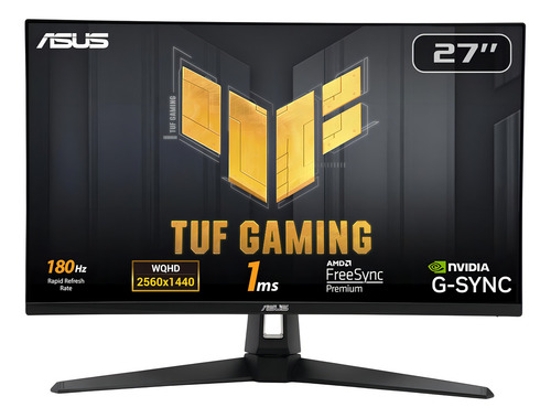 Monitor Asus Tuf Gaming VG27aq3a 2k, IPS, 180 Hz e 1 ms Freesync, cor preta