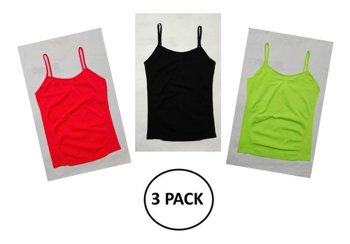 3 Blusas Top De Tirantes Mujer Dama Básicas Licra Multicolor