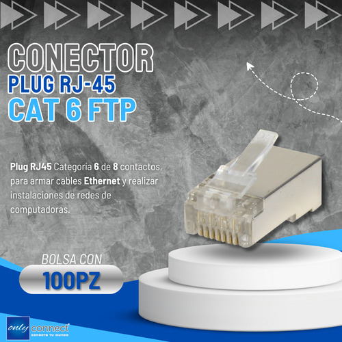Conector Rj45 Blindado Xcase Cat.6 Bolsa Con 100 Pzas Transp