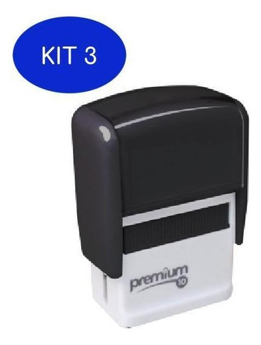 Kit 3 Carimbo Automático N10 Cor Preto Com Branco