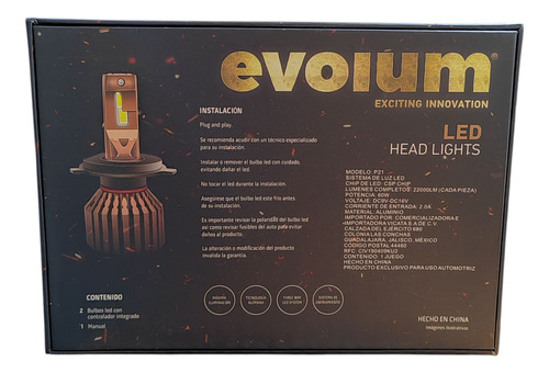Kit Focos Hiperled 22000 Lumenes Luz Blanca Evolum Golden 9006 Dorado Oscuro Blanco Neutro