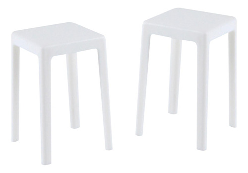 2x Casa De Muñecas Mini Silla Mini Taburete 1/6 Blanco