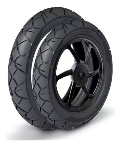 Par Pneus Pop Biz 80/100-14 + 60/100-17 Parrudo Cinborg C/c