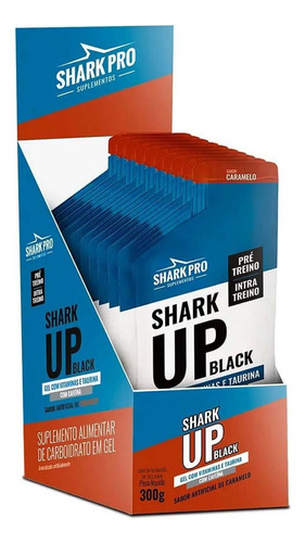 Shark Up Black Gel 10 Saches - Shark Pro Sabor Caramelo