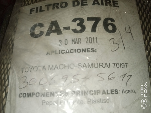 Filtro De Aire Ca-376/toyota Land Cruicer -,macho Fj40-fj45