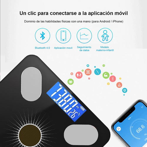 Báscula De Baño Digital Corporal Bluetooth Inteligente App