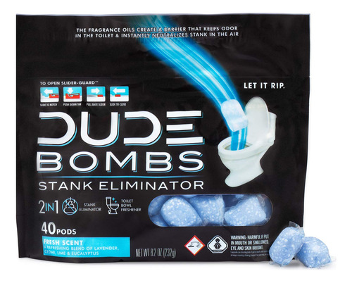 Dude Bombs - Eliminador De Olores Para Inodoro, 1 Paquete, 4