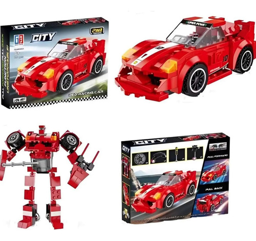 Robô Transformer 2 Em 1 Carro De Corrida Em Blocos De Montar Quantidade De Peças 200 Versão Do Personagem Carro Robô Lego