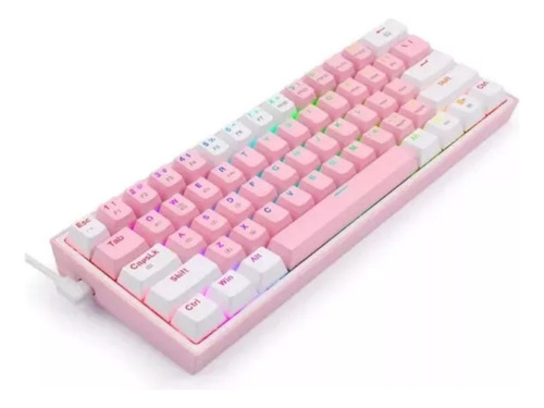 Teclado Redragon Fizz Pro K616-rgb Rosa/blanco Español Gamer Color Del Teclado Rosa Idioma Español Latinoamérica