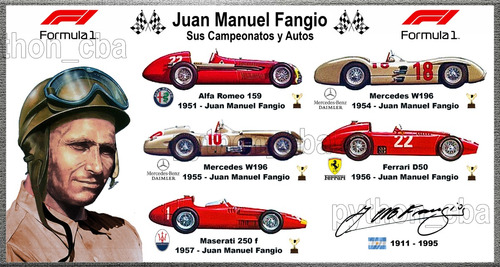 Cuadro Fórmula 1 - Juan Manuel Fangio - Autos Y Campeonatos