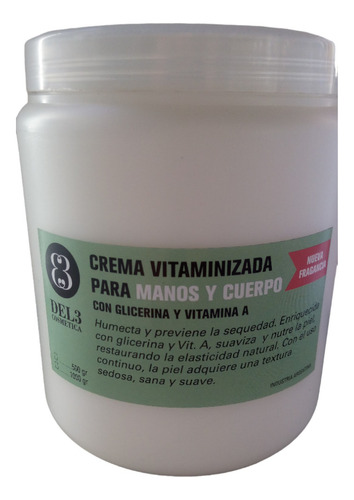 Crema Vitaminizada Para Manos Y Cuerpo Del3 Pote De Kilo