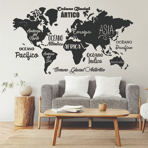 Vinilo Decorativo Mapa Mundo Diseño Tres