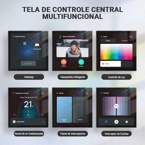 Painel Controle Casa Smart Interruptor Zigbee Tuya Touch 4
