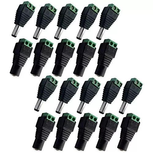 10 macho y 10 hembra 12v DC Power Jack adaptador conector para cámara CCTV  de tira llevada