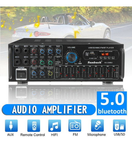 Amplificador De Potencia Estéreo Bluetooth 5.0 Hifi Sunbuck