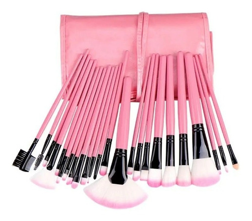 Set De 24 Bochas De Maquillaje Manta Con Estuche Profesional