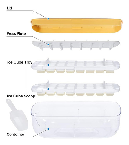 Bandeja De Cubitos De Hielo De Silicona 2 En 1 Con Tapa