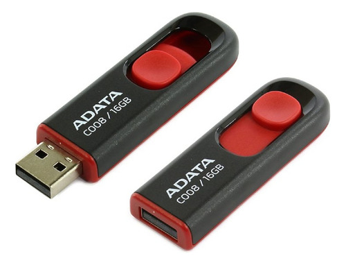 Adata C008 Pendrive Rojo Y Negro 16gb Con Usb 2.0 Rojo