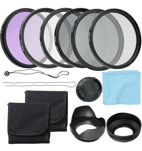Kit Filtros 58mm Uv Cpl Fld Densidad Neutra Nd2 Nd4 Nd8 Dslr