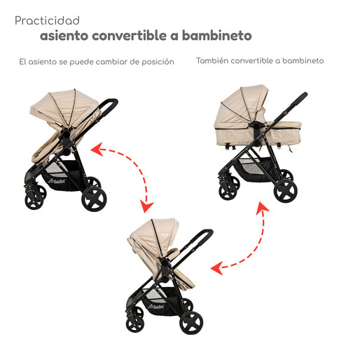 Carriola D Bebe Travel System Prince Con Autoasiento Color Negro Chasis Arena