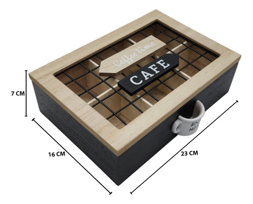 Caja De Te 6 Divisiones Tapa Con Diseño Decorativa Decohogar