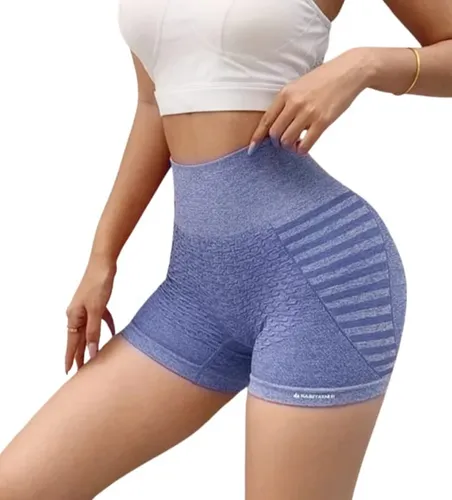 Biker Short Deportivo Tiro Alto Transpirable Azul MercadoLibre